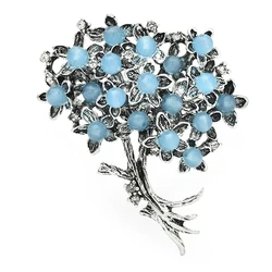 Wuli&baby Natural Stone Flower Brooches For Women 4-color Tree Plants Party Office Brooch Pins Fashion Jewelry Gifts