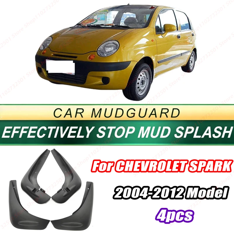 For CHEVROLET SPARK 2004-2012 Model 4PCS Front Rear Mud Flaps Splash Guards Fender Mudguards Auto Accessories