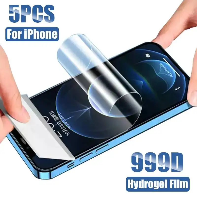 

5Pcs Hydrogel Film 11 12 13 Mini Xr Xs 7 8 Plus SE 2020 2022 Screen Protector For Iphone 16 15 14 Pro Max 16E