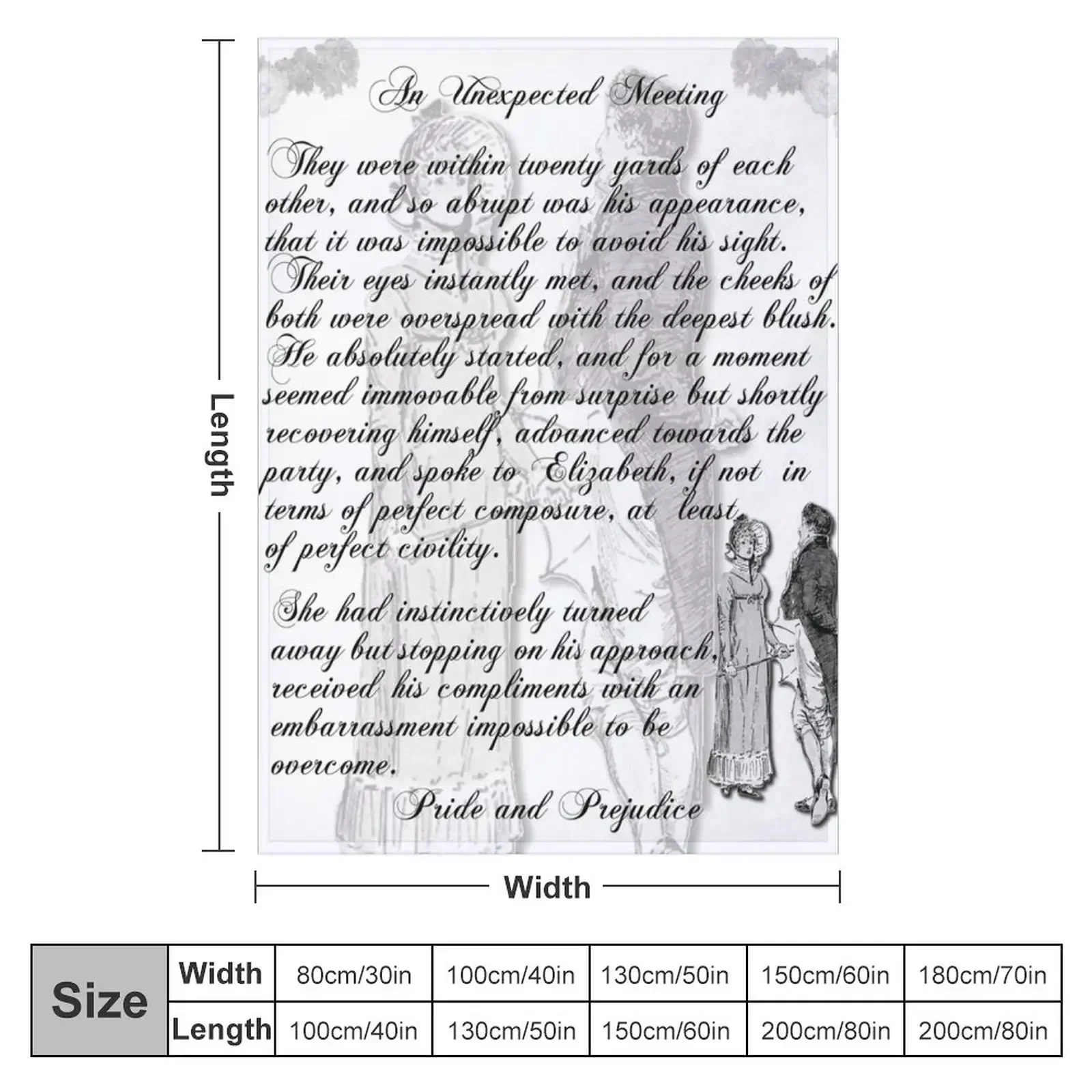 Pride and Prejudice Quote—Jane Austen themed Throw Blanket Giant Sofa valentine gift ideas Personalized Gift Blankets