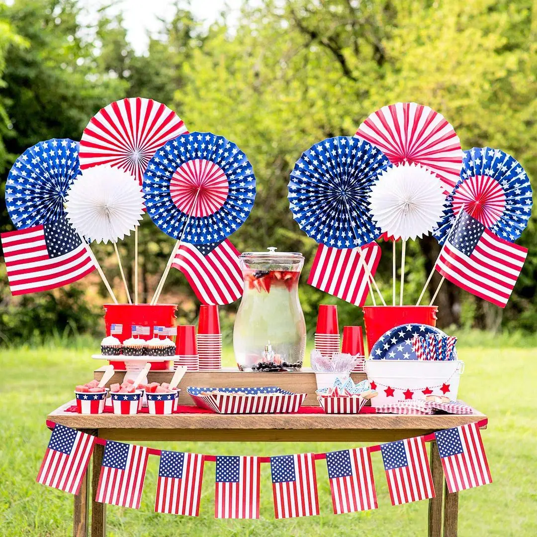 Papierstrohhalme mit amerikanischer Flagge, rot, blau, weiß, Stern-Trinkhalme für Partyzubehör im USA-Thema, Dekoration zum 4. Juli, Unabhängigkeitstag – Detail 6