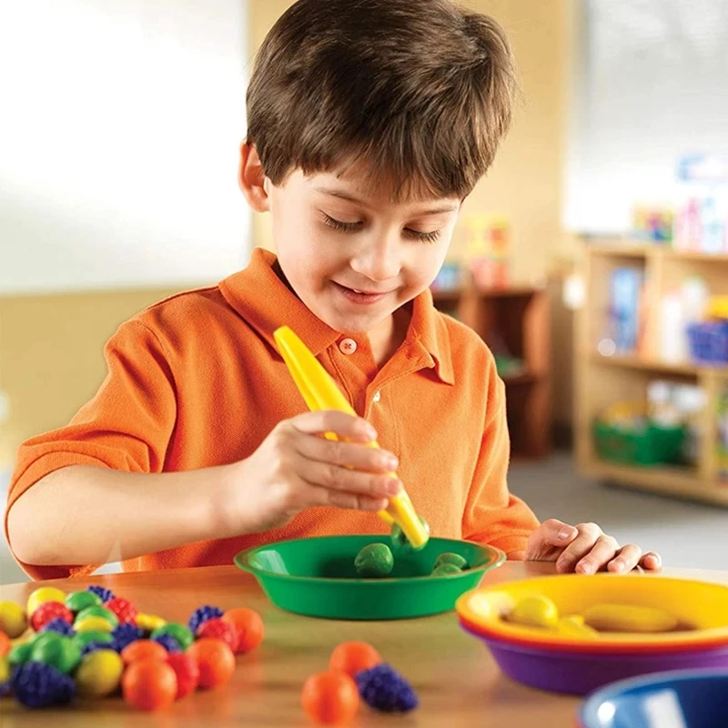 子供のためのプラスチック製の科学学習ピンセット,6個,実験ツール,科学玩具,幼稚園教育玩具,子供へのギフト