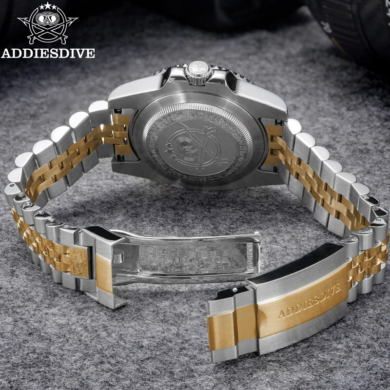 ADDIESDIVE Luxury Watch for Men Waterproof GMT Watches Stainless Steel Luminous 20Bar Diver Man Quartz Wristwatches Reloj Hombre