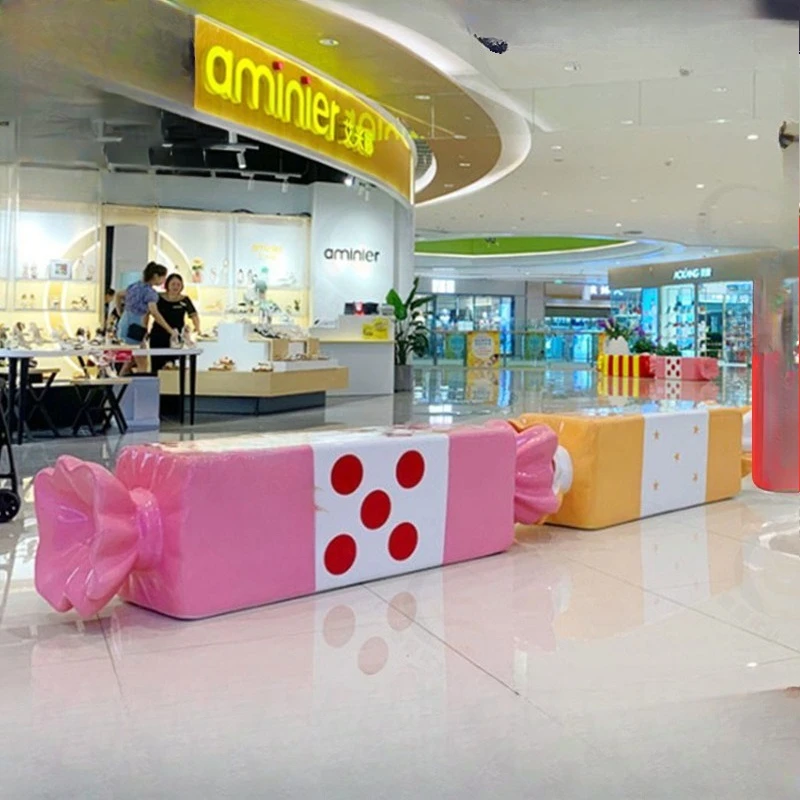Fiberglass Shopping Mall Painted Candy Modeling Leisure Chair Cartoon Seat Waiting Area Sitting Chair Creative Modeling