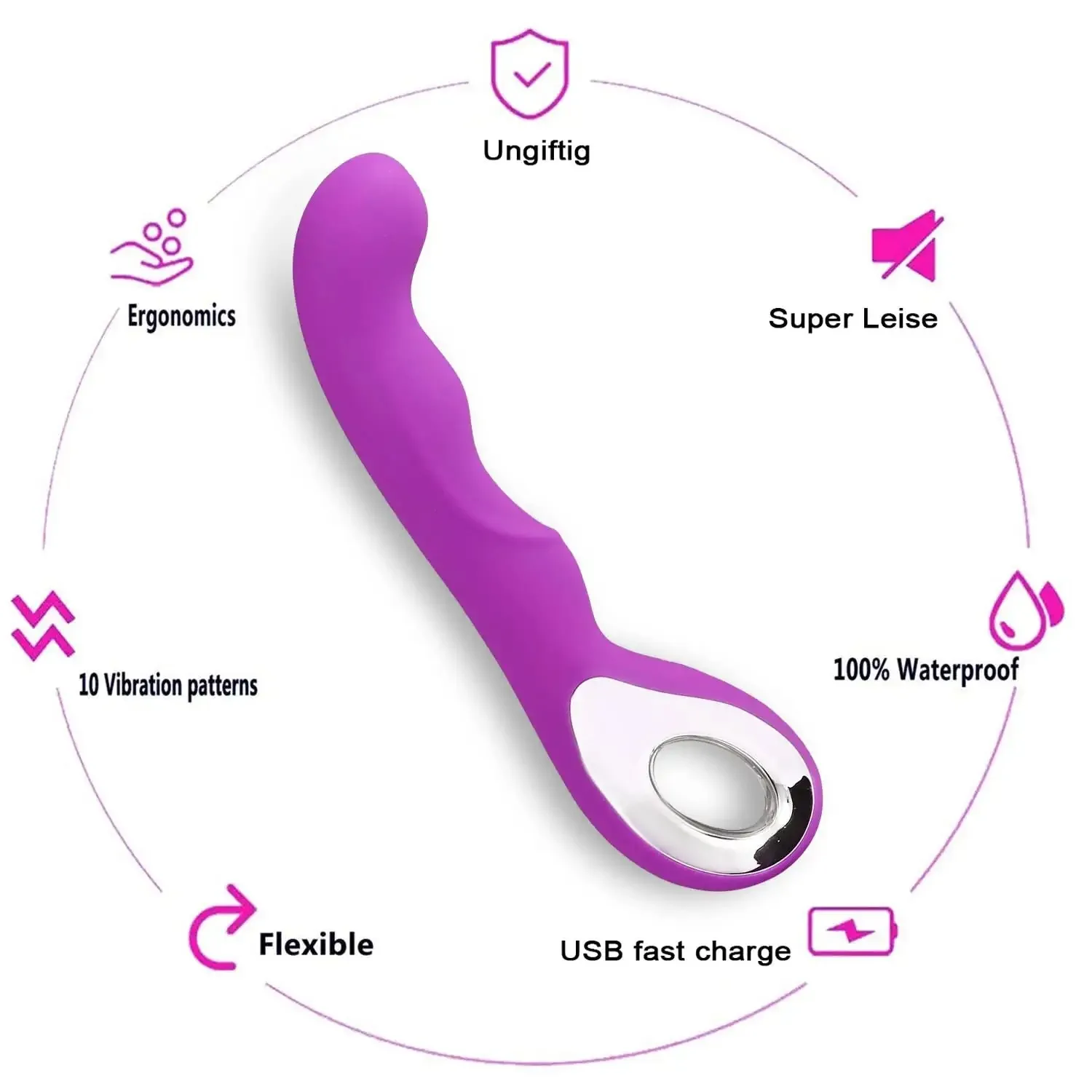 10 Modes G-Spot Vibrator Adult Sex Toy Rechargeable Vibrator Dildo for Women Anal and Clitoris Sexual Stimulation Vibration