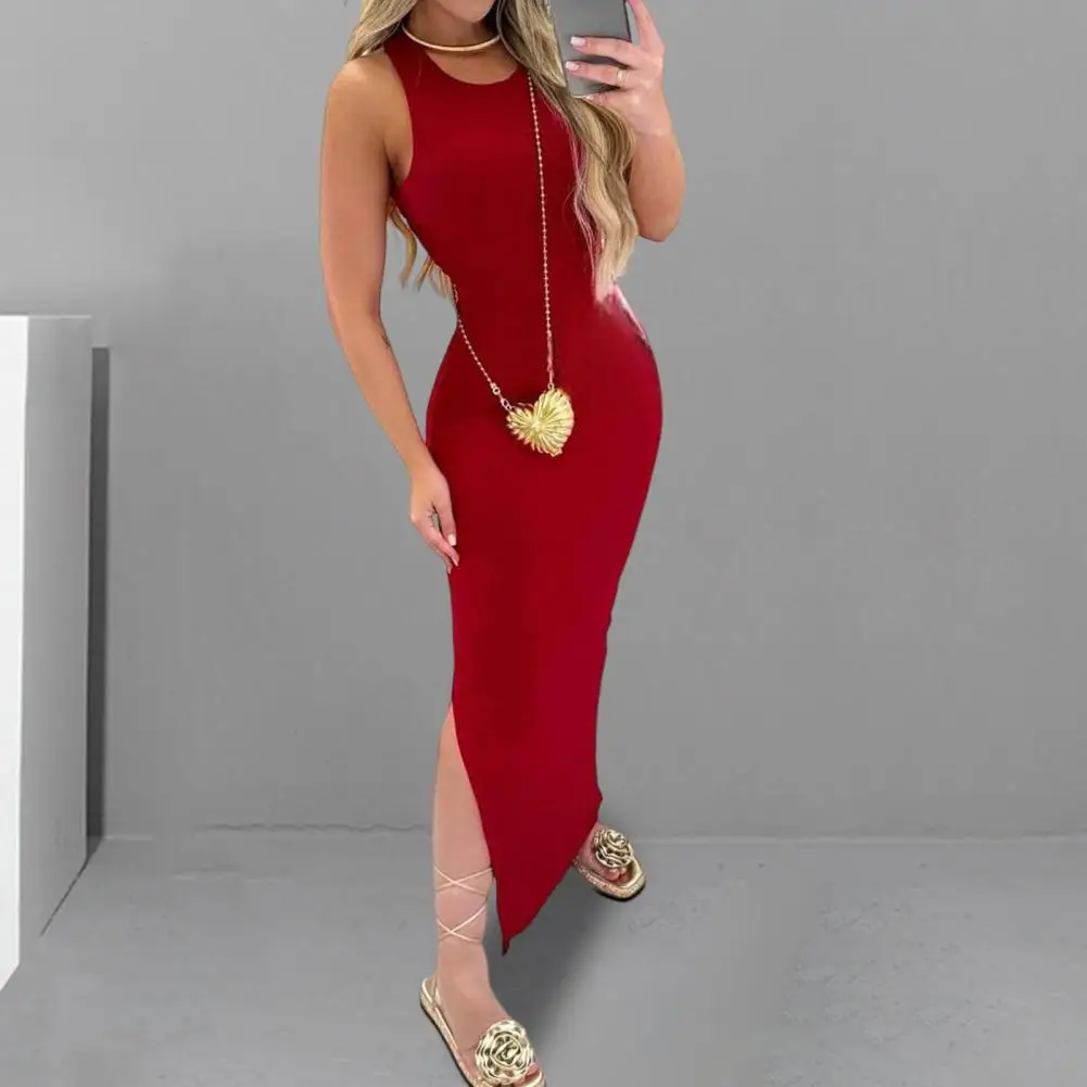 

Halter Dress Elegant Halter Neck Lace-up Maxi Dress for Women Stylish Backless Evening Gown with Slim Waist Stretchy for Club