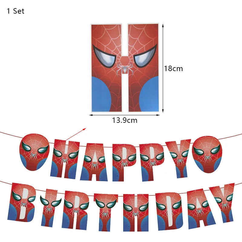 SpiderMan Geburtstagsparty-Dekoration, Aluminiumfolie, Latexballons für Kinder, Eventzubehör, Einweggeschirr, Banner, Hintergrund