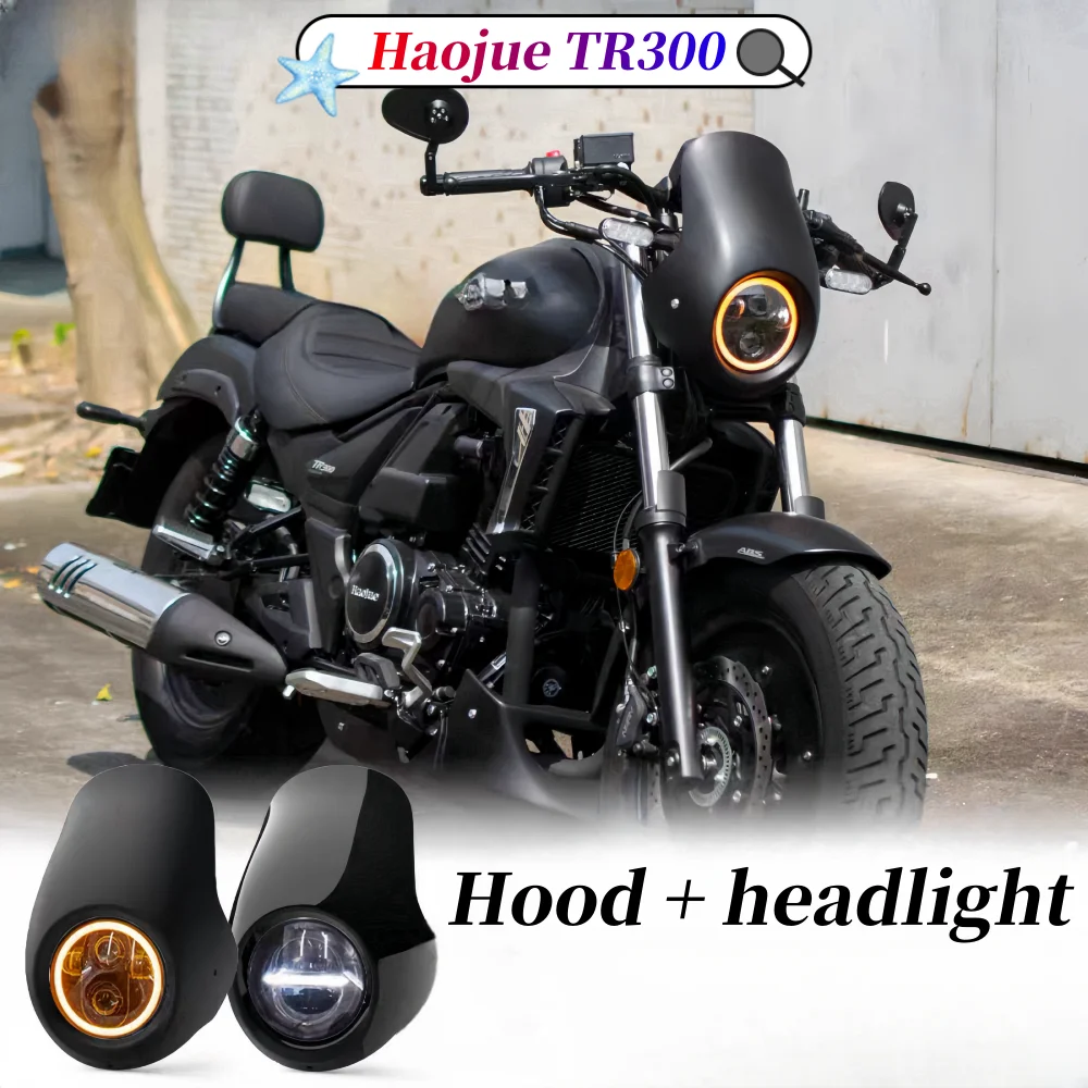 

Suitable for Haojue TR300 modified pig head cover tr300 front windshield aperture headlight cover instrument cover LED