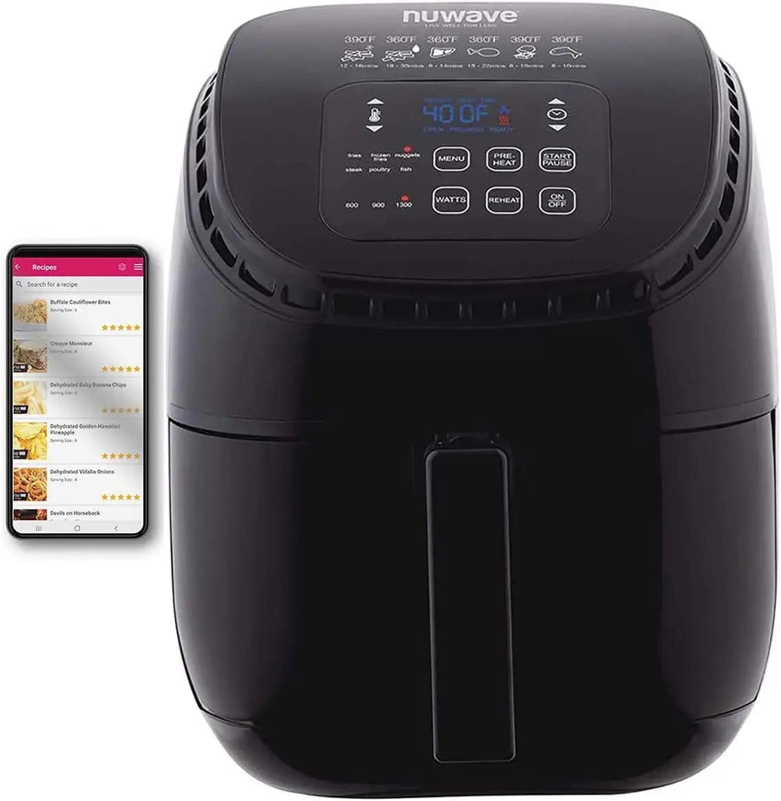 Brio 3-Qt Air Fryer, Touch Screen Digital Controls & Easy to Read Display, 100°F- 390°F Temp Controls in 5° Increments, Linear T