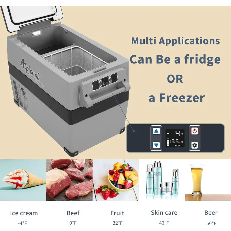 Alpicool CF45 Portable Fridge Freezer,12 Volt Car Refrigerator, 48 Quart (45 Liter) Fast Cooling 12V Fridge -4℉~68℉
