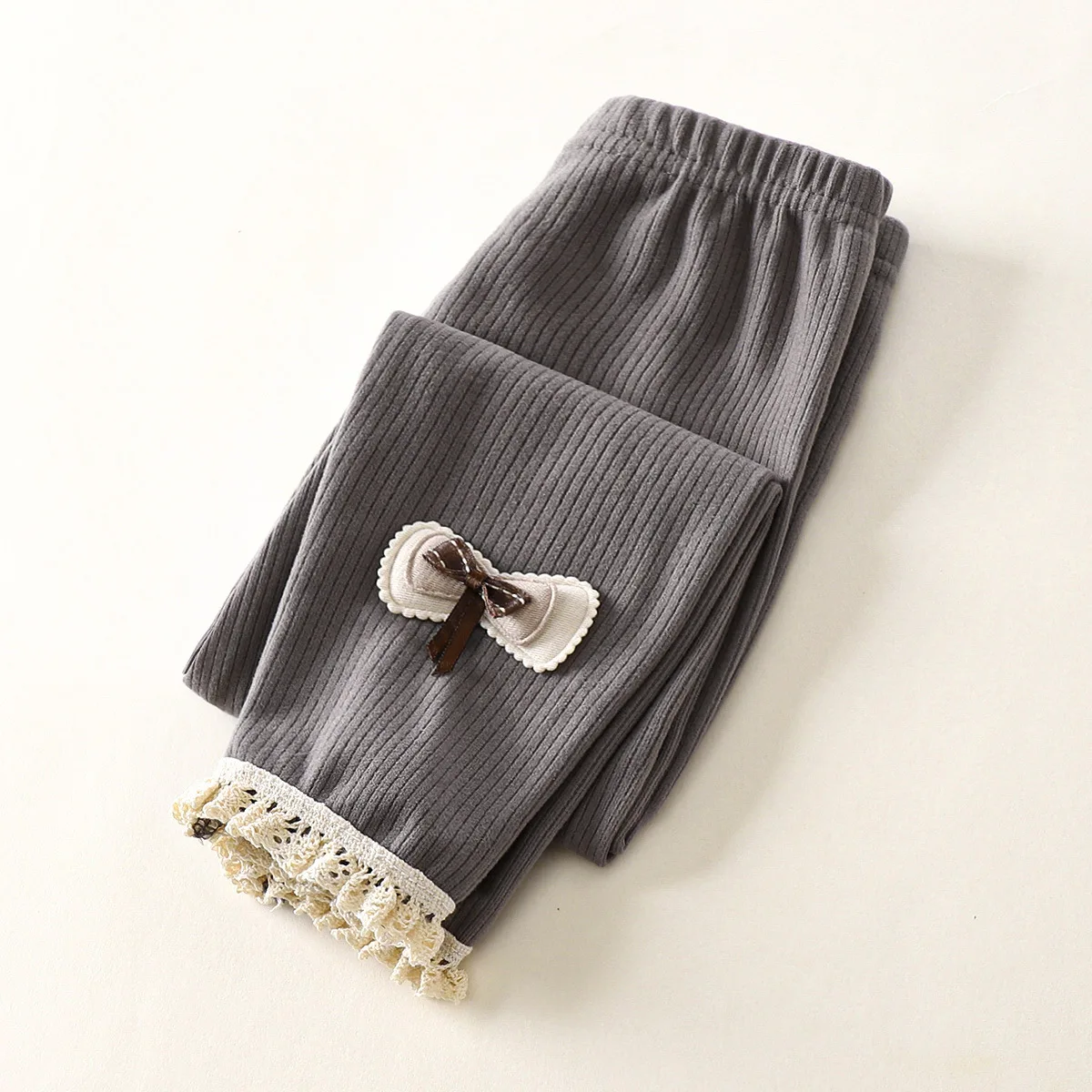 2-10Y Children's Leggings Autumn New Girls Velvet  Fleece Thin Baby Wear Lace Pants Girls Pants