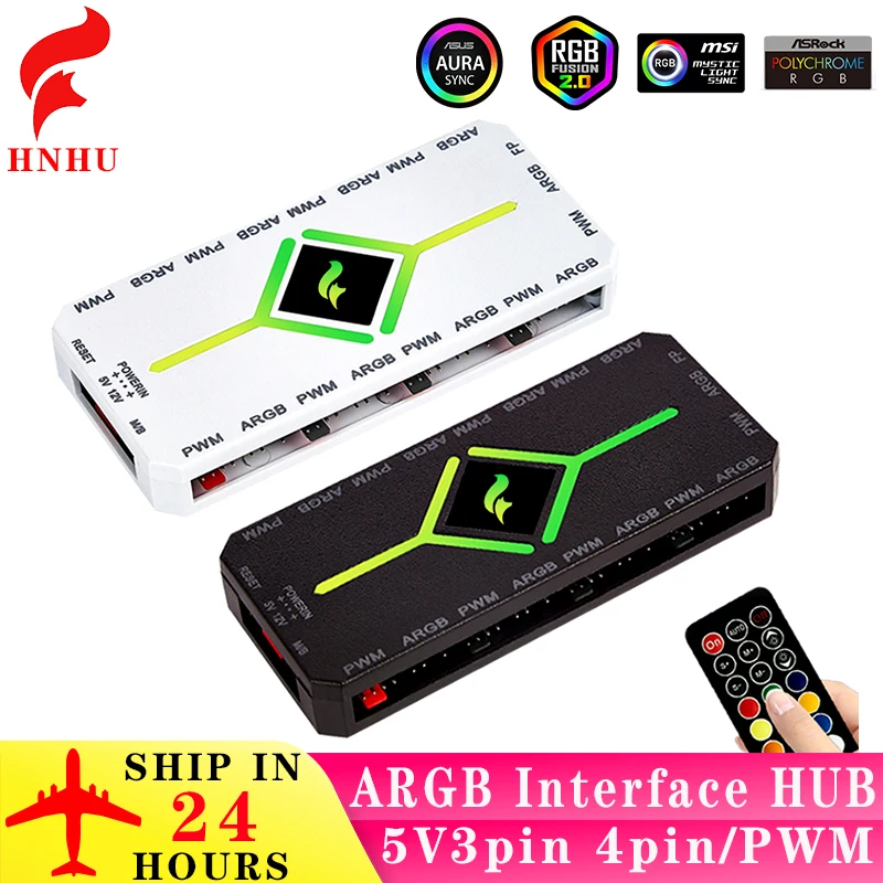 

Корпус HNHU Вентилятор-концентратор ARGB Разъем 1–10 портов Разветвитель HUB 4pinPWM 5V3Pin AURA с клейкой базой Питание SATA для светодиодных вентиляторов
