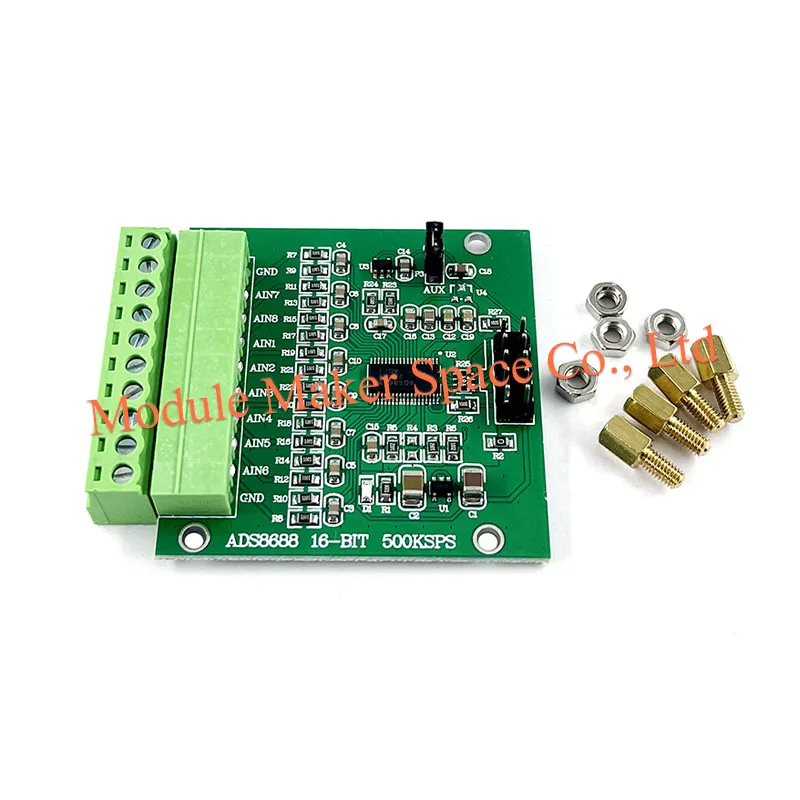 ADS8688 8-Channel 16-Bit ADC Module, 500kSPS Data Acquisition DAQ Board Unipolar/Bipolar Input, SAR Type Data Acquisition Module