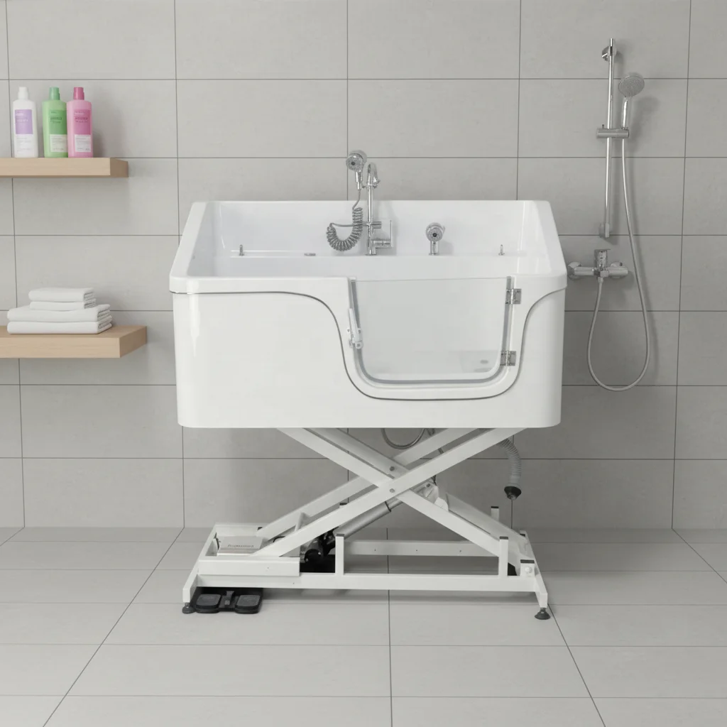 Bathroom pet bathtub with lift rod, luxury freestanding ozone-friendly biodegradable pet bathtub, suitable for dogs and cats