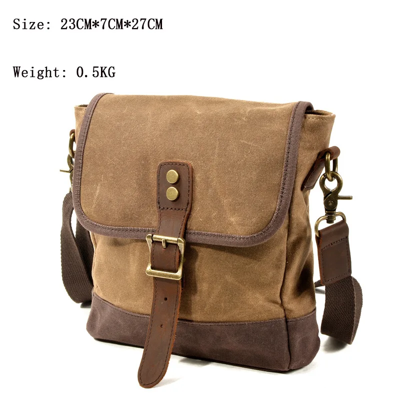 Nouveau sac à bandoulière en toile cirée pour hommes, sac messager de style rétro pour les loisirs en plein air et les voyages légers