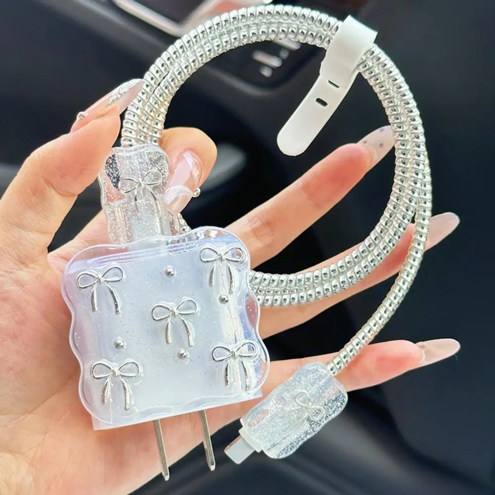 Защитный чехол для iPhone, 20 Вт, USB-C, зарядный кабель, 3D-бантик, адаптер питания, зарядное устройство, защитный чехол, защита для зарядного шнура