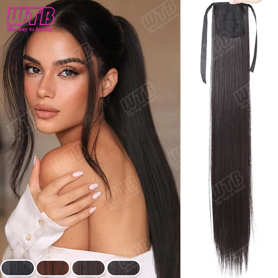 

WTB Synthetic Wig Tie-up Style Natural Straight Ponytail Hair Extensions Wig Suitable for Beginner Women to Wear for Everyday