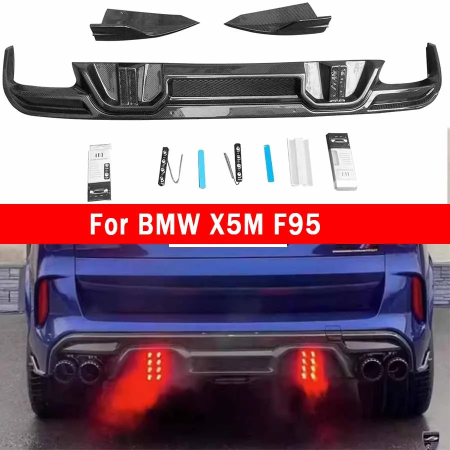 For BMW X5M F95 X6M F96 2019+ Carbon Fiber Car Rear Bumper Diffuser Rear Splitters Spoiler Back lip shunt L Upgrade body kit