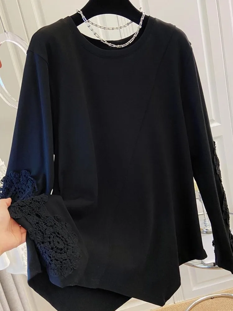 Oversize Autumn Patchwork Irregular T Shirt Women Korean Loose Long Sleeve Blouse Woman Ladies Tops Blusa Feminina - Image 6