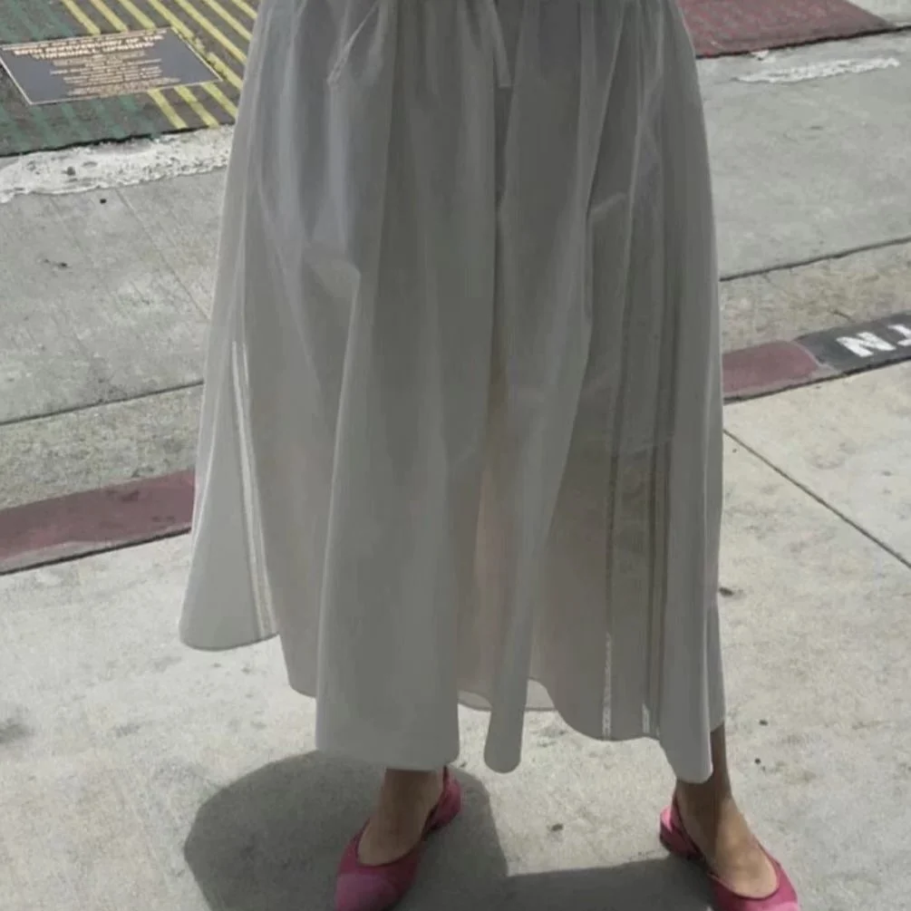 

Versatile Mid-Length Lace f Skirt Elastic Waist Side-S Splicing Summer New Sle 2025 Sienne White Casual Sle Umbrell...