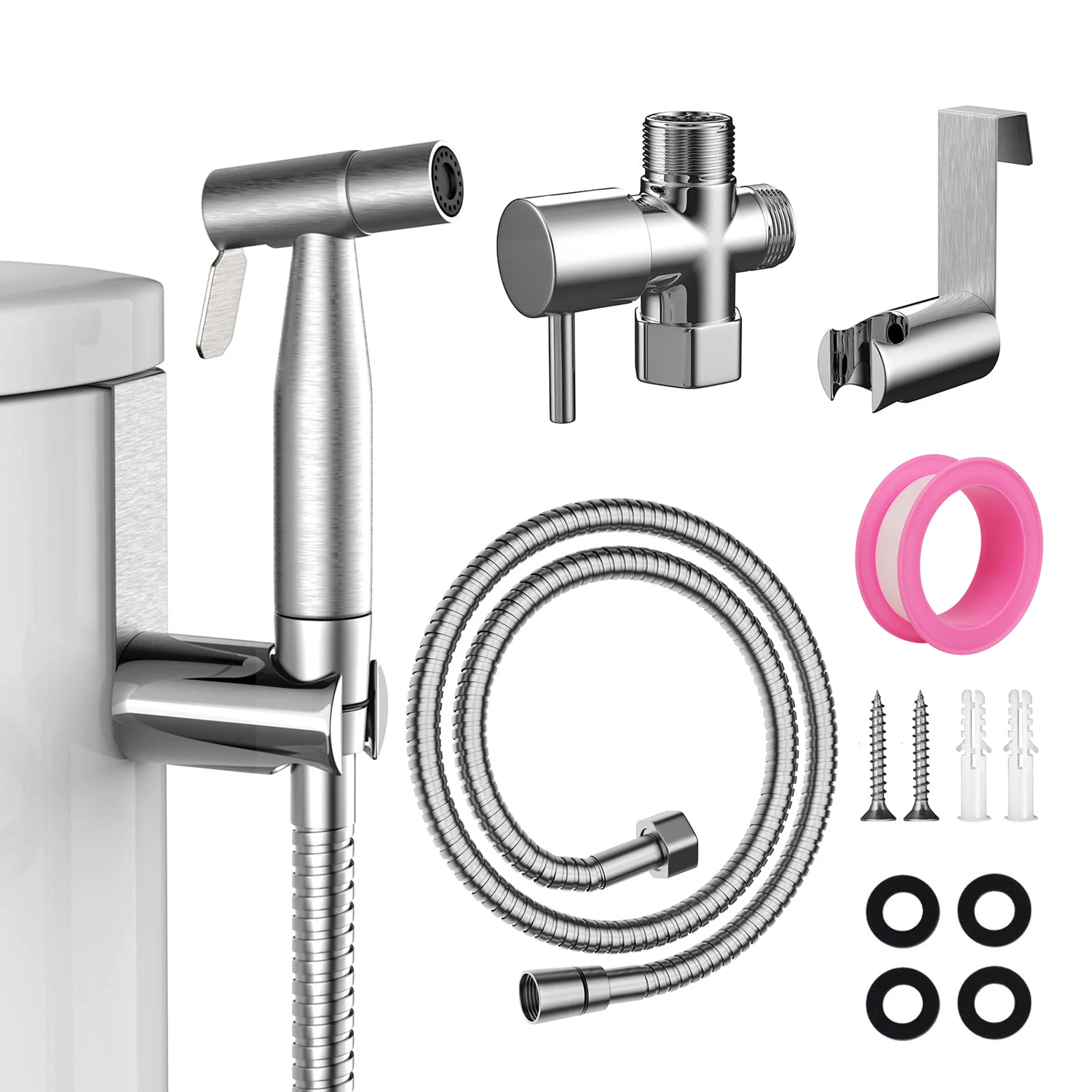 Handheld Bidet Sprayer Set 304 stainless steel Spray Gun Shower Handheld Toilet Bidet Faucet Sprayer Shower Nozzle Self Cleaning