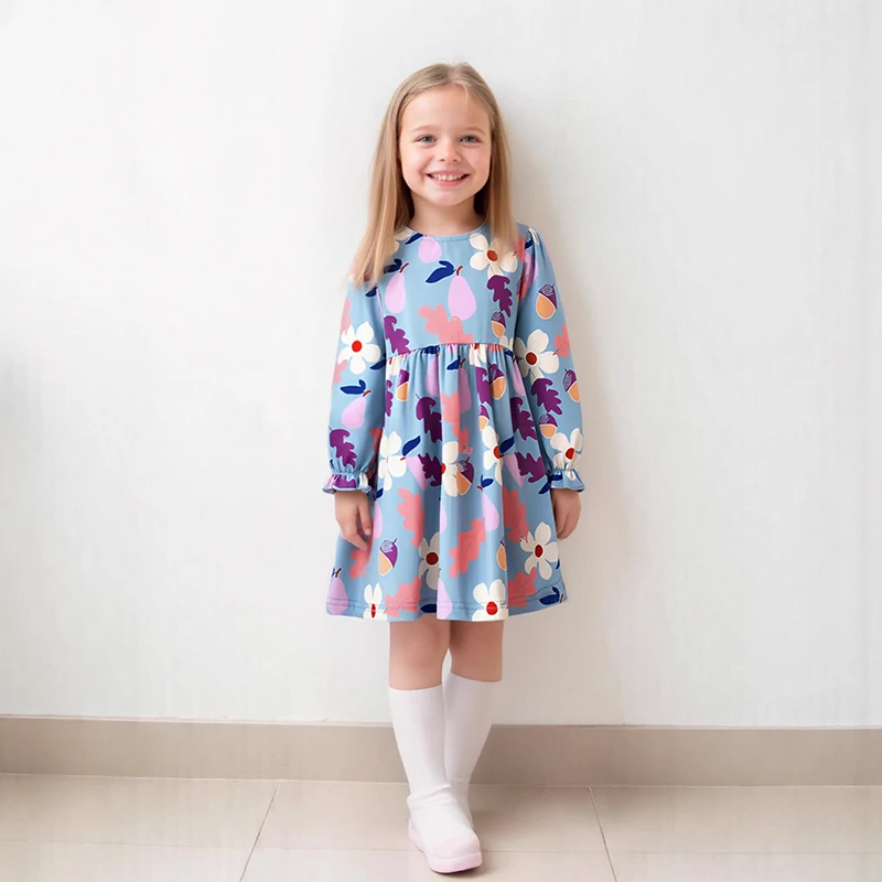 

SAILEROAD/2020 осенне-весеннее платье, хлопковое платье с мультяшными цветами и аппликацией для маленьких девочек, платья с длинными рукавами, Vestidos, подарки, детская одежда