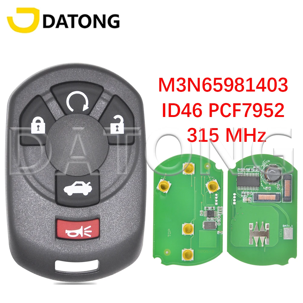 Datong M3N65981403 315MHz ID46 PCF7952 Keyless Entry Car Remote Control Key For Cadillac Corvette STS Chevrolet 2005 2006 2007
