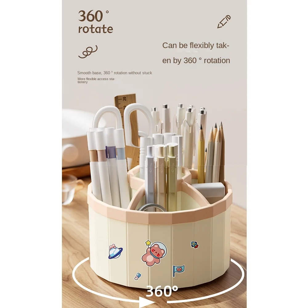 حامل فرشاة المكياج 360 ° حامل قلم دوار للطلاب ذو سعة كبيرة منظم مكتبي أدوات مكتبية لتخزين مستحضرات التجميل #3
