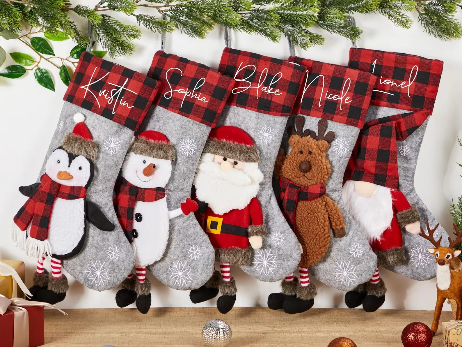 Personalized 3D Christmas Stockings Custom Christmas Stockings Snowman Santa Reindeer Stocking Christmas Gifts Decor