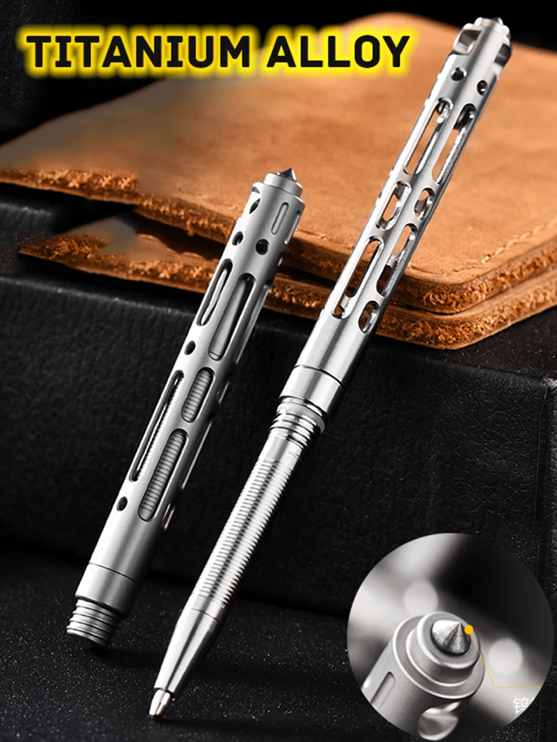 Tungsten Steel Titanium TC4 Tactical Pen Self Defense Outdoor Tool Keychain Portable Pocket Business Writing Broken Window Tool