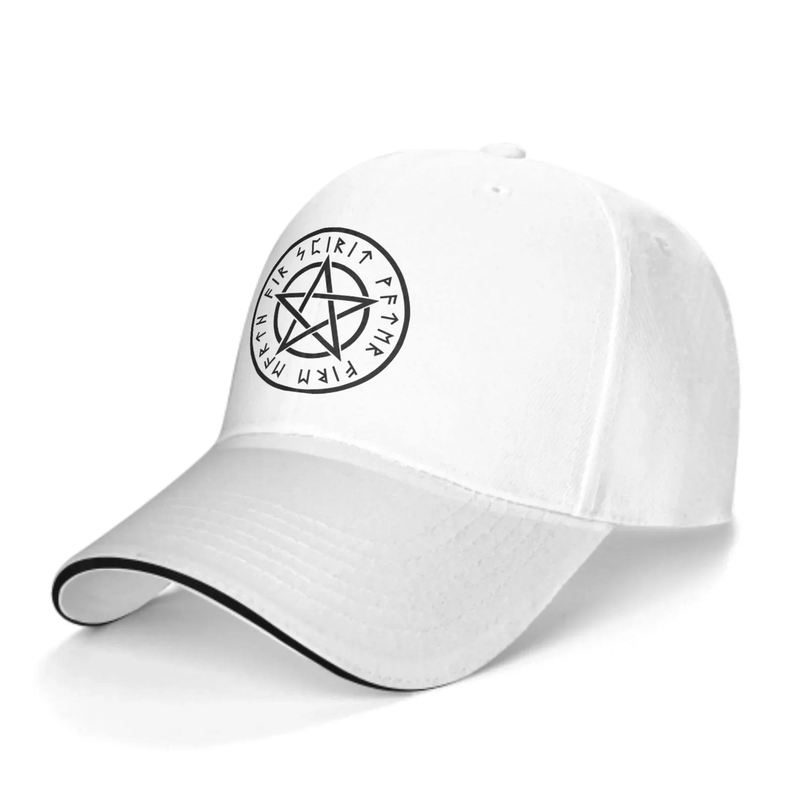 Pentagram Adjustable Women Men Back Closure Caps Washed Sandwich Caps Sports Outdoor Baseball Hat