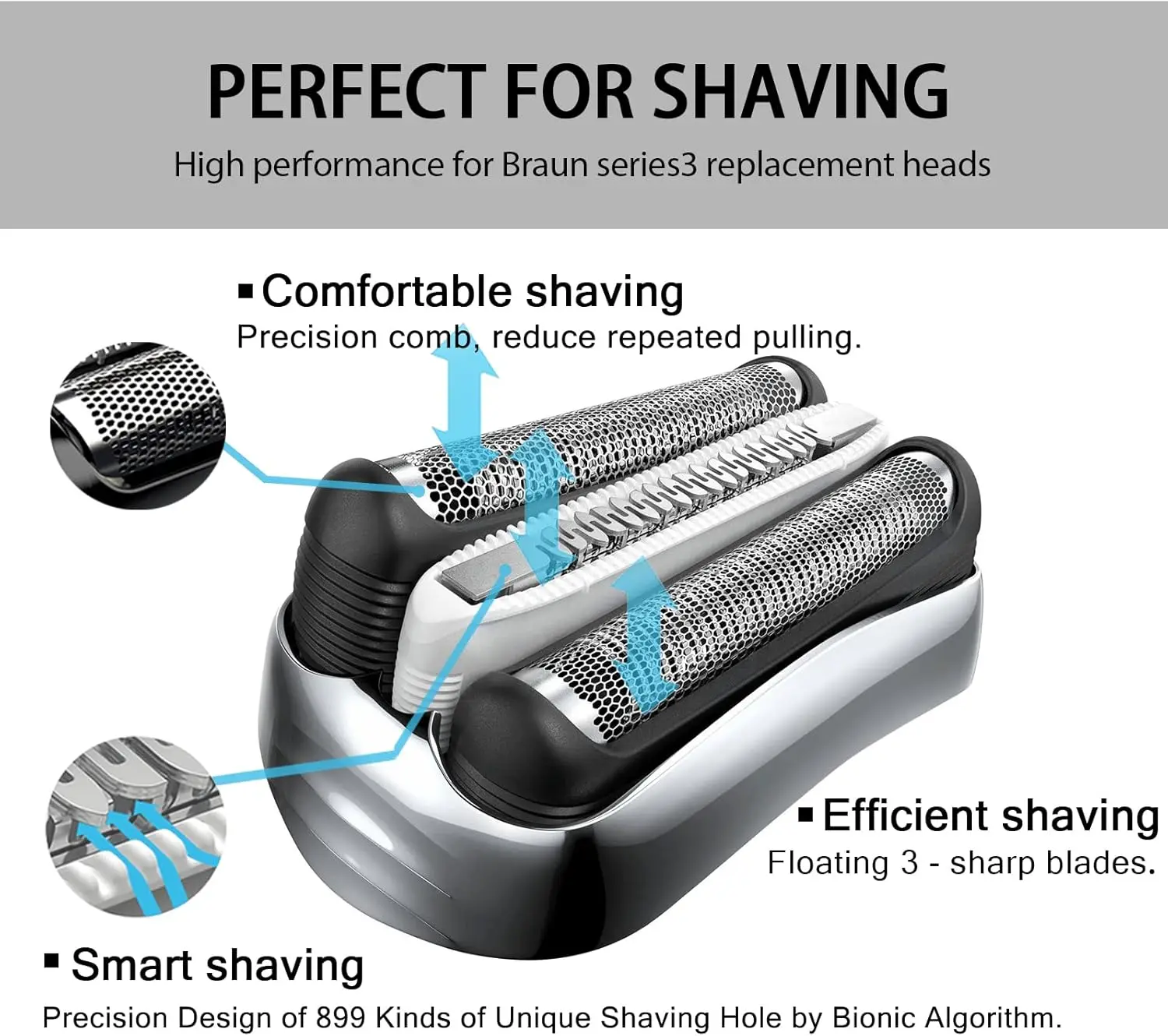 32B/32S Series 3 Replacement Head for Braun ProSkin Electric Shaver, Compatible with Braun Foil Shaver 3000s 3010s 3020s 3030s