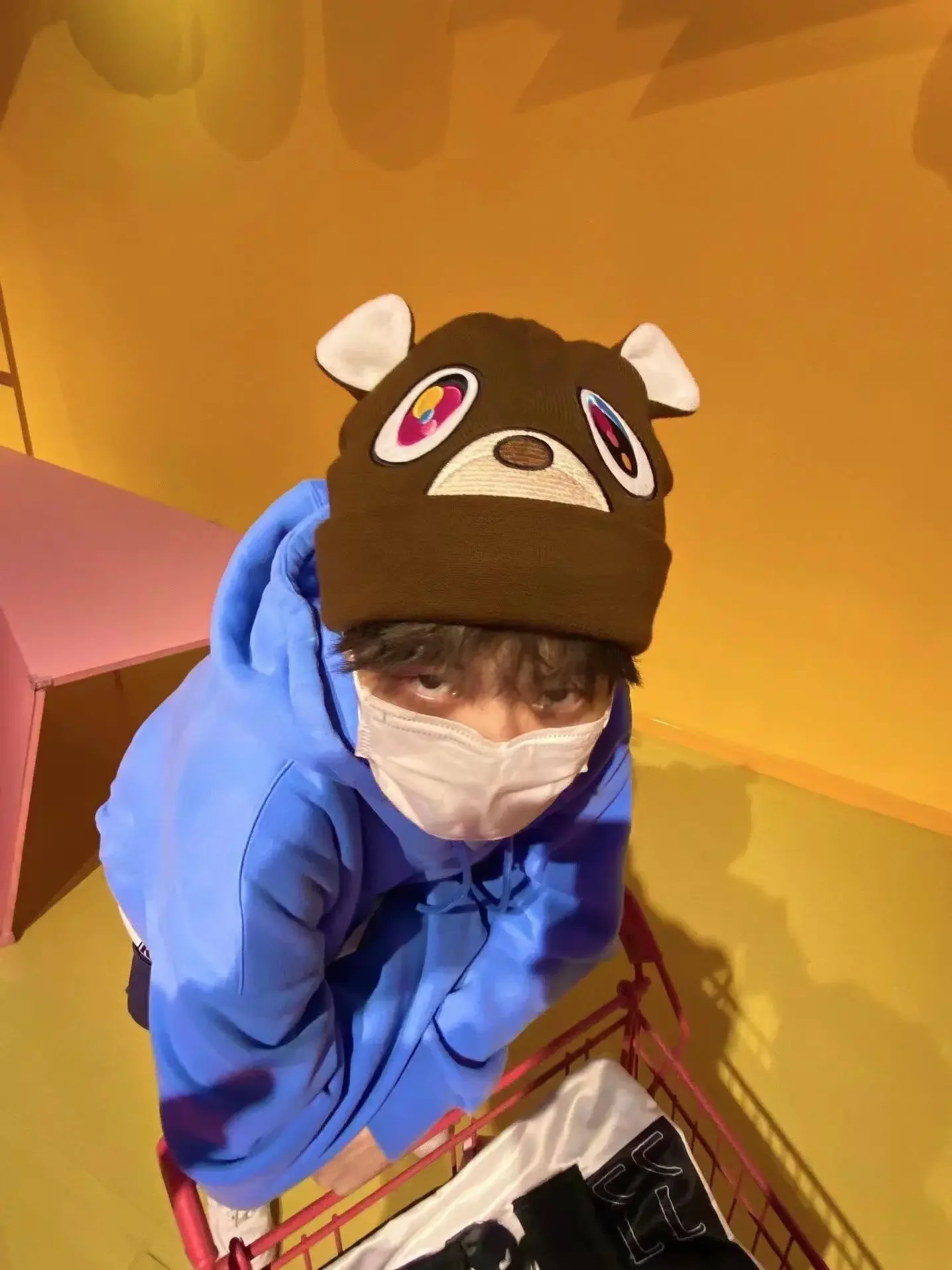 Korean Ins Tide Brand Bear Knitted Wool Hat Warm in Autumn and Spring Brown Dropout Bear Cold Beanie Hat