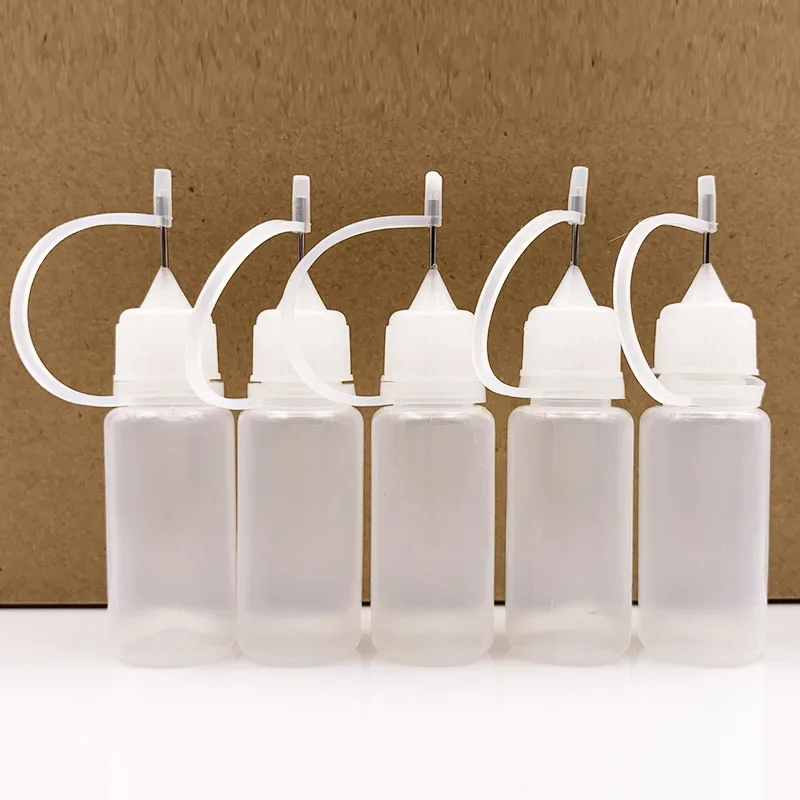 

5PCS 10ml Empty Needle Tip Dropper Bottle Cosmetic Liquid Storage Container Bottle for Solvent Light Oils Eye Drops