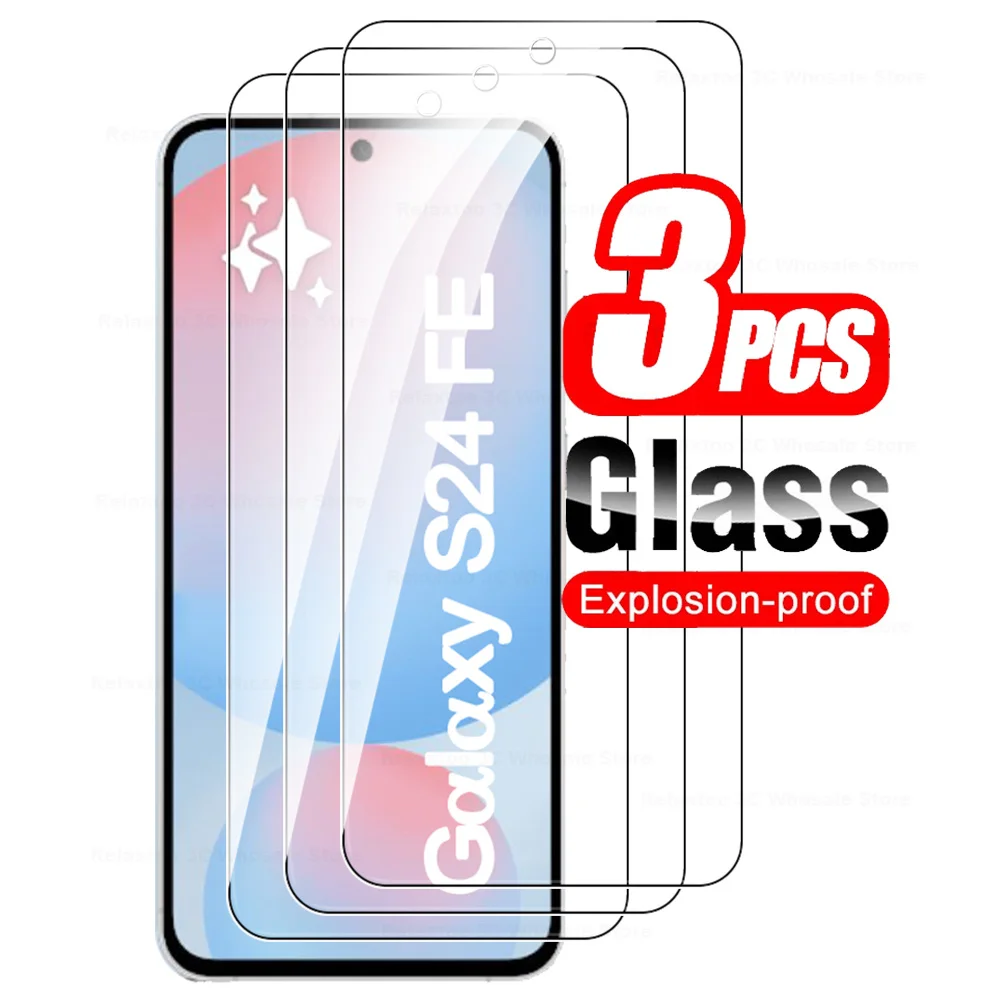 3 uds para Samsung Galaxy S24 FE Ultra Plus Protector de pantalla cobertura completa 9H película de vidrio templado HD vidrio Galaxy S23 Plus S23 FE