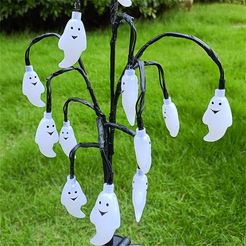 Solar Powered Graden Stake Light 12 Leds Waterproof Halloween Decoration Pumpkin/Ghost for Yard,Pathway,Walkway