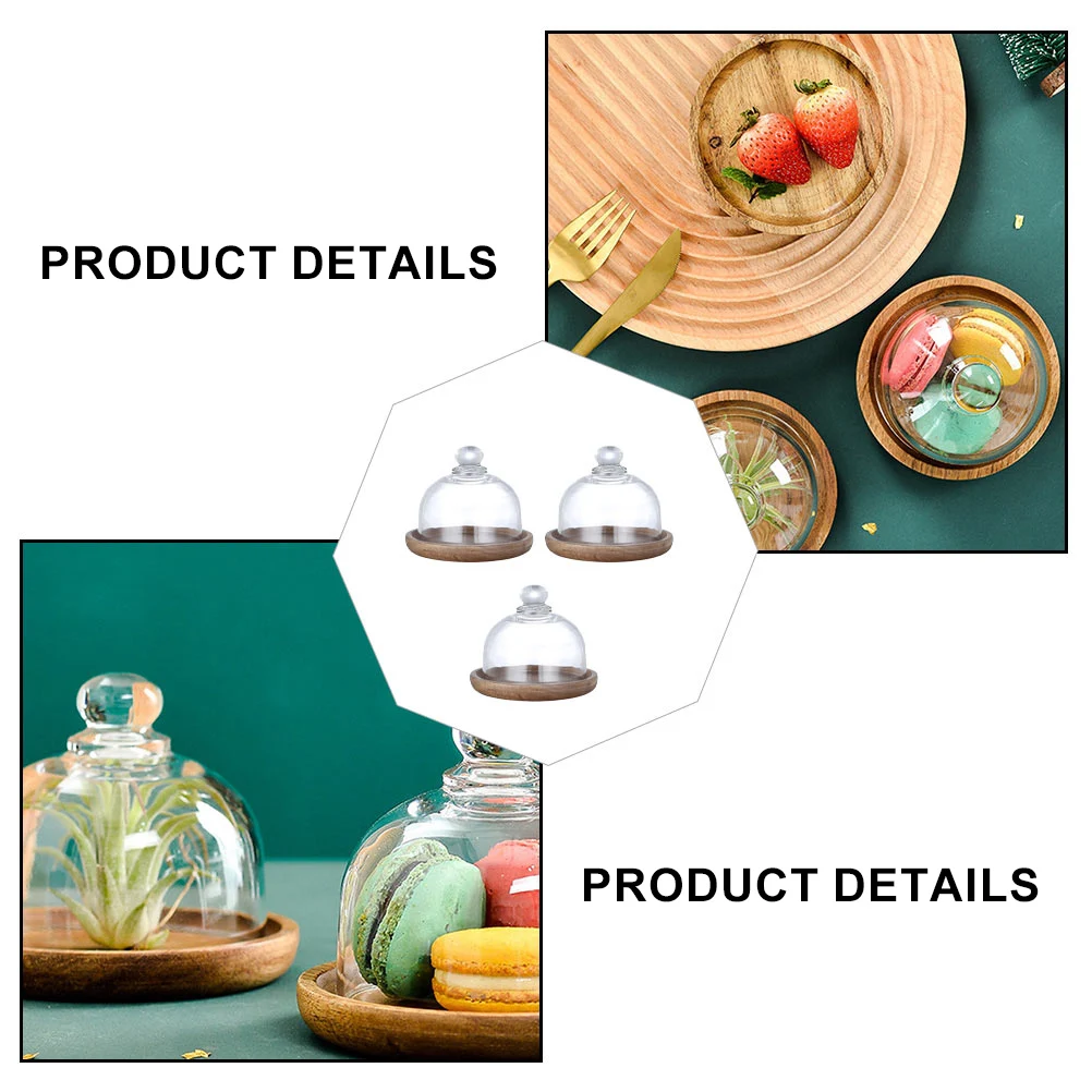 

3 set Premium Glass And Wood Dessert Display Tray Cake Plate And Storage Tray For Parties Weddings Baby Showers