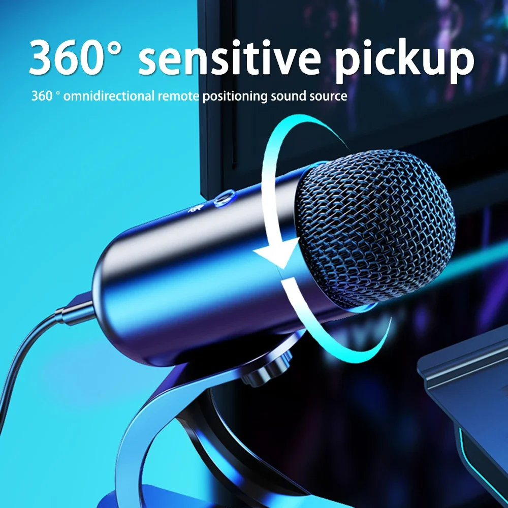 USB Wired Microphone Noise Reduction Gaming PC Microphone for Streaming Podcasts Desktop Computer Condenser Mic 2024 Gift