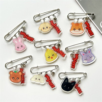 Kpop ATEEZ Brooch 3pcs/Set ANITEEZ Cartoon Cute Animal Acrylic Pendant Bag Hat Clothes Accessories Pins Yunho Yeosang Fans Gift