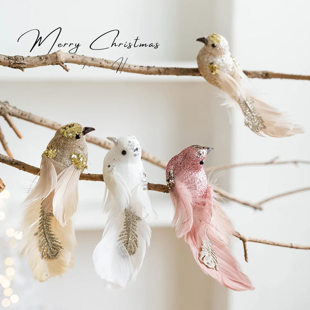 

Festive Faux Foam Feather Christmas Tree Ornaments Holiday Decorative Artificial Plume Adornments for Festivity