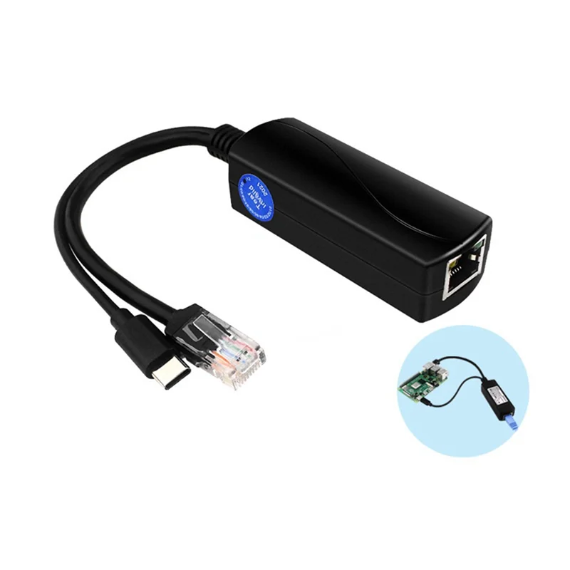 

Efficient Gigabit POE Splitter 5V3A 1000Mbps Type-C Power over Ethernet