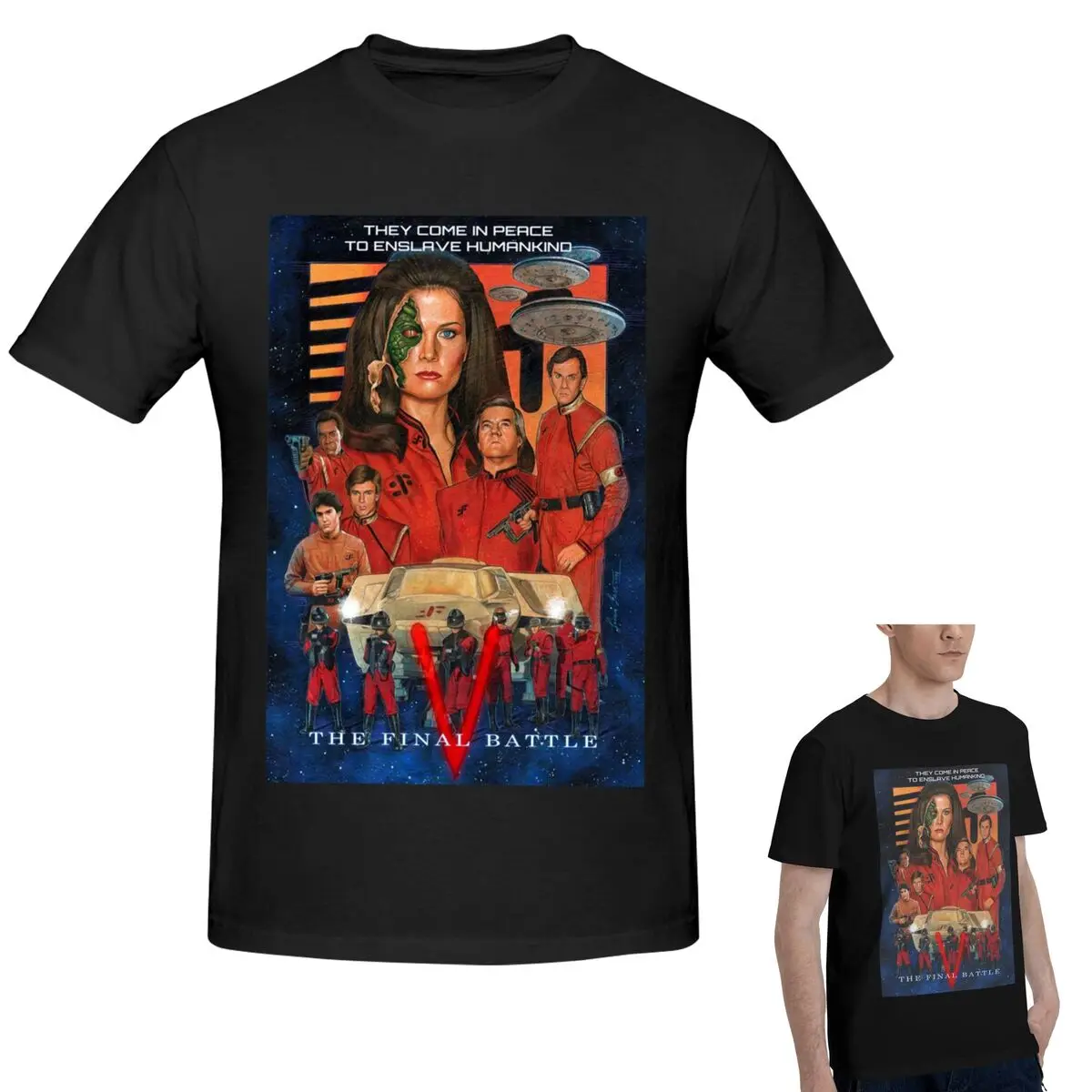 

100% Cotton V The Visitors Final Battle Tribute T-Shirt Men's Classic Oversized T Shirt Men Crew Neck Summer Shirts Tops S-6XL