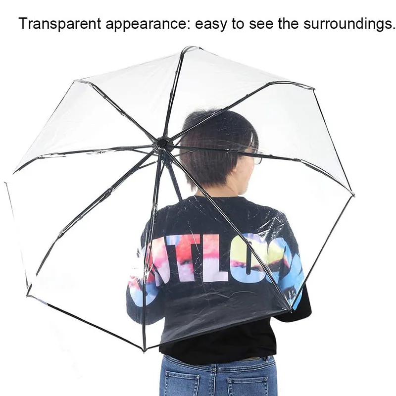 Transparent Folding Automatic Umbrella Men Ripple Edge Black Business Rain Umbrella Summer Women Sun Windproof Parasol