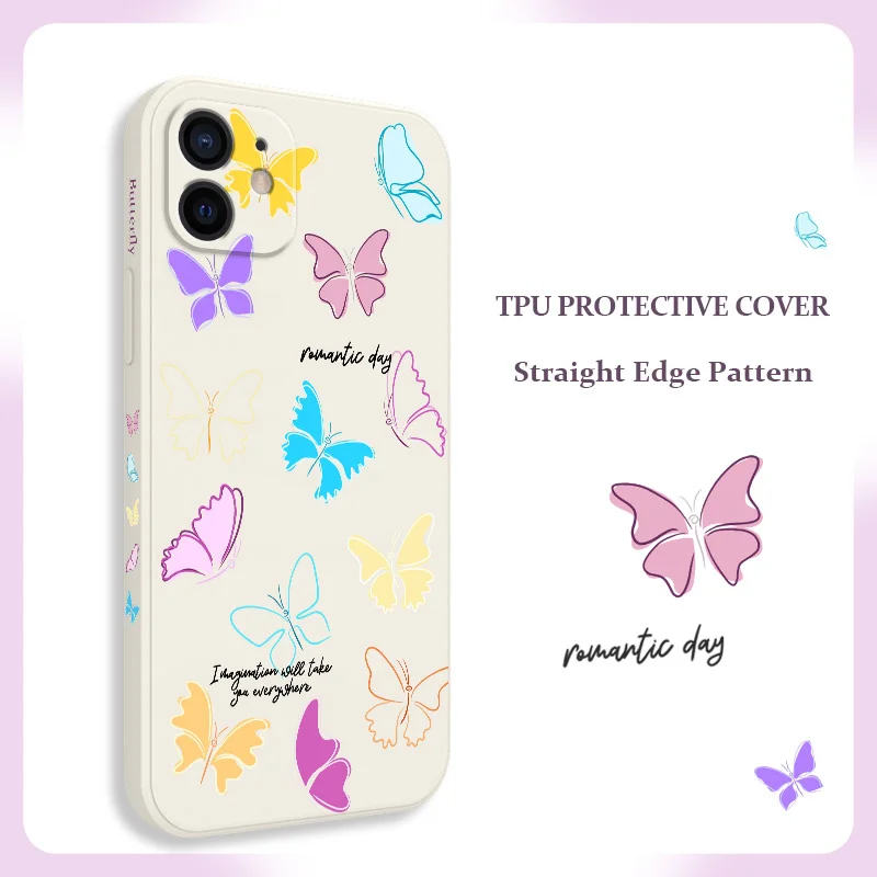 

Neon Butterfly Phone Case For iPhone 12 11 X XR XS 8 7 SE2 Pro Max Plus Mini Liquid Silicone Soft Cover