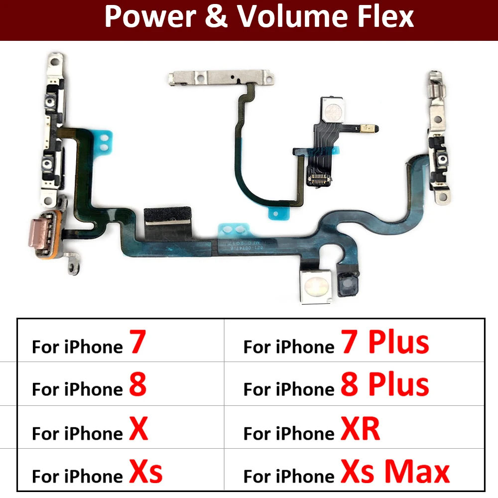 

New Power Switch On / Off Button Volume Key Button Flex Cable For IPhone 7 7G 8 8G Plus X XR XS Max