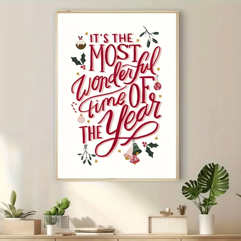 Christmas wall art, Merry Christmas wall art, for living room, wall decoration, family room decoration, frameless canvas print