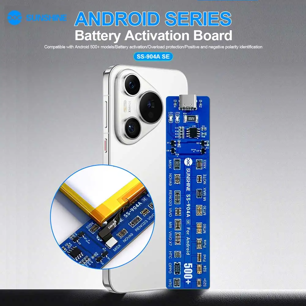 

Sunshine SS-904A SE Плата активации аккумулятора Аккумуляторная плата активации быстрой зарядки Тест Android 500 + модели мобильного телефона
