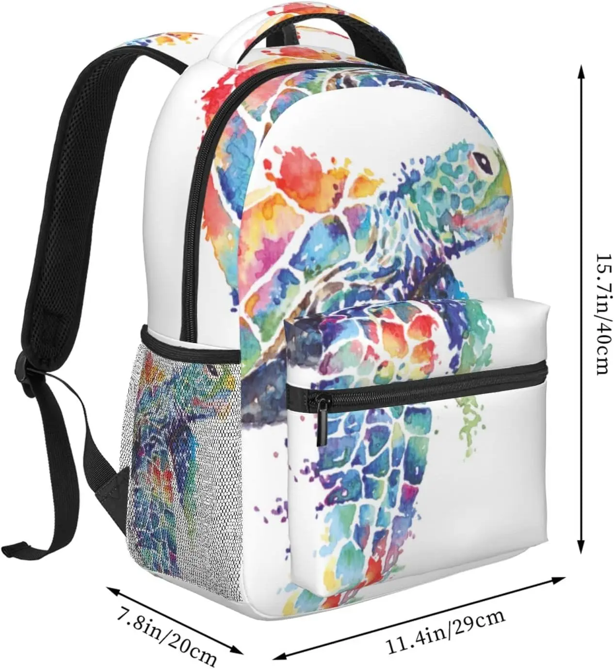 Colorful Turtle Watercolor Lightweight Laptop Backpack for Women Men College Bookbag Casual Daypack Travel Bag