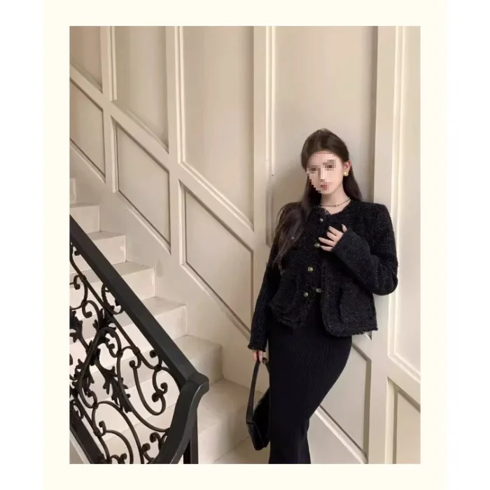 트위드 재킷 크림 여성용 여름 실크 리본 섬세한 태슬 탑 셔츠 러플 웨스턴 스타일 허리 슬림핏 주름 반짝이는 라이트 인