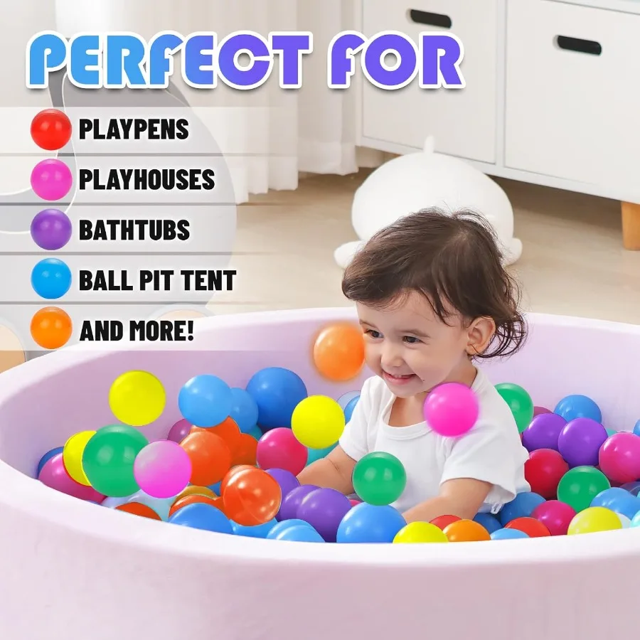 1000 boules de fosse en plastique souple pour chiens de compagnie, boules de jeu colorées sans Phtalate sans BPA pour bébés et tout-petits, pour enfants en bas âge